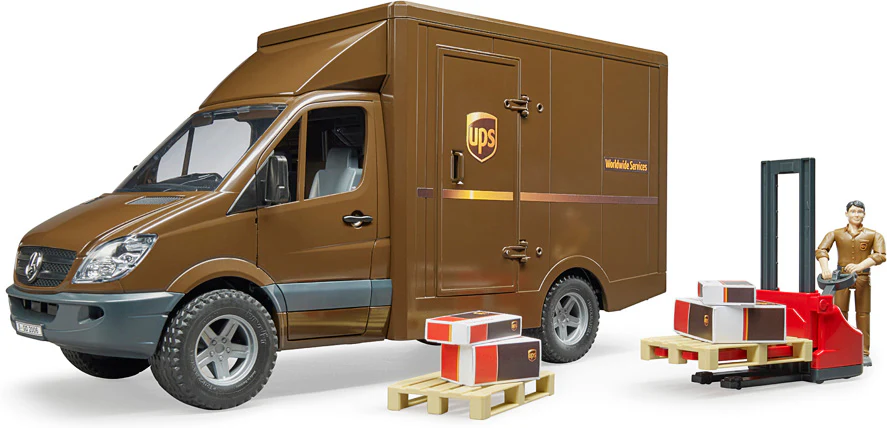 Bruder MB Sprinter UPS Truck with Driver and Accessories - Image 2