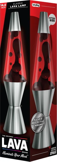 Chrome Plated 14.5" Crimson Black and Red Lava Lamp - Image 2