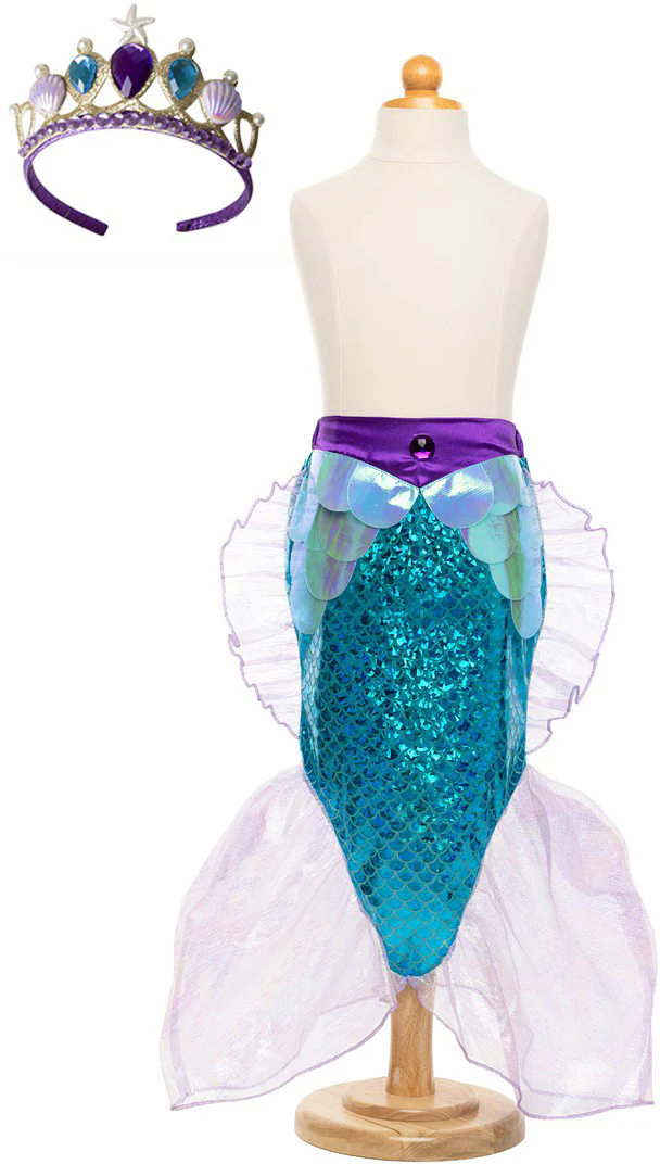 Great Pretenders Mermaid Glimmer Skirt with Tiara, Lilac/Blue, Size 5-6 - Image 3