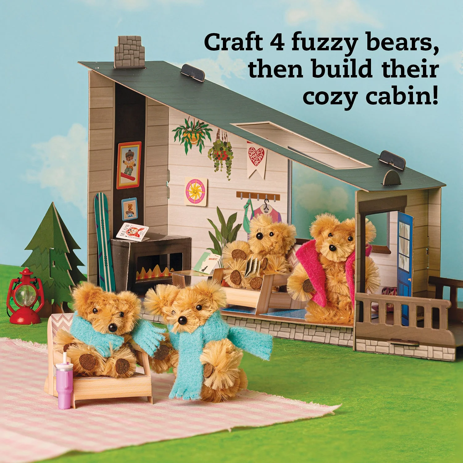 KLUTZ DIY Miniature Cozy Bear Cabin - Image 3