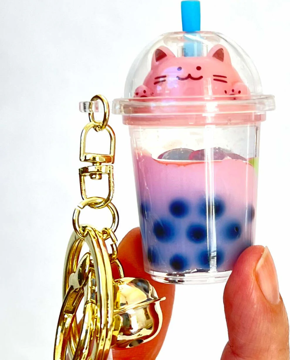 Pastel Cat Boba Floaty Key Charm (assorted) - Image 2